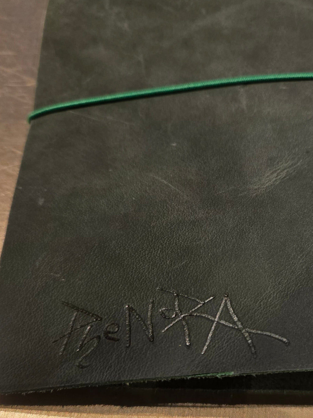 Dark Green Leather Bi-Fold Notebook Cover