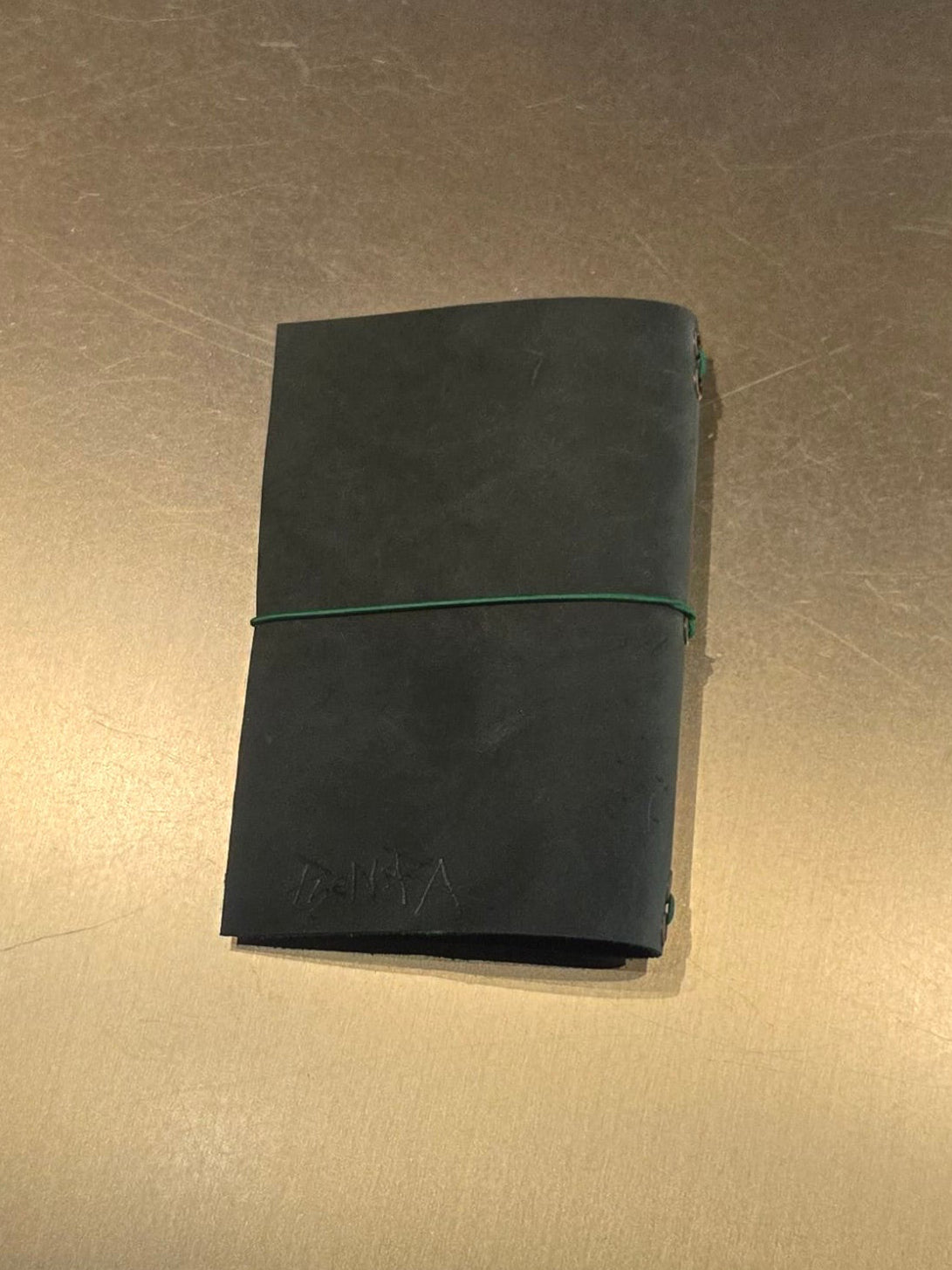 Dark Green Leather Bi-Fold Notebook Cover