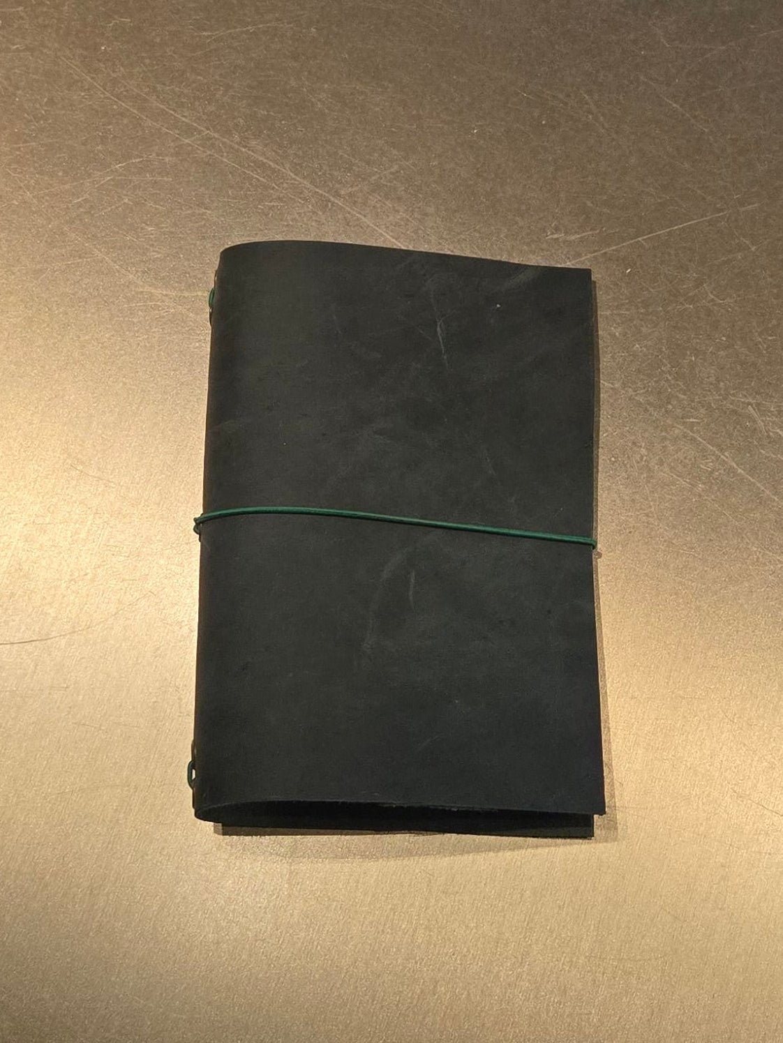 Dark Green Leather Bi-Fold Notebook Cover