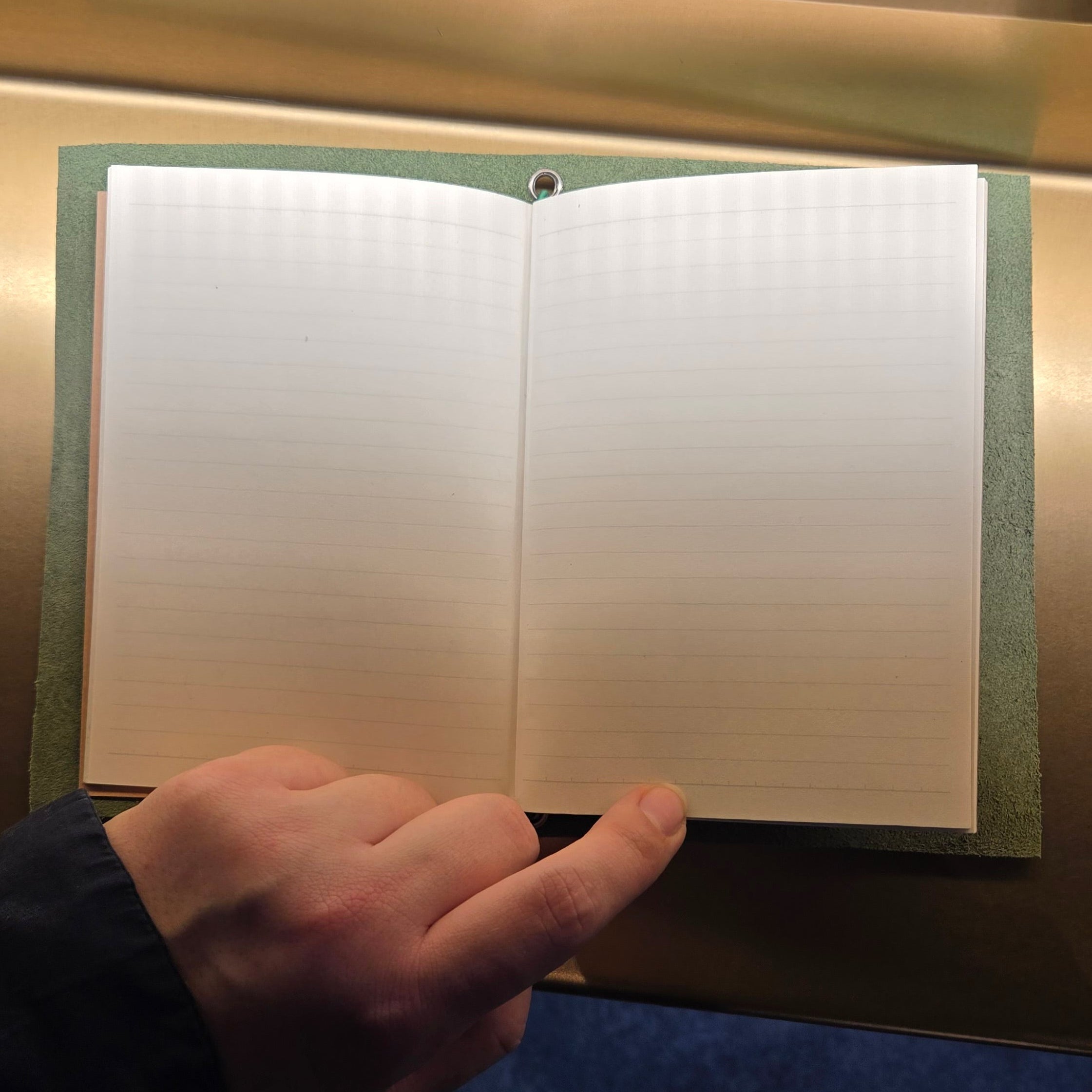 Dark Green Leather Bi-Fold Notebook Cover