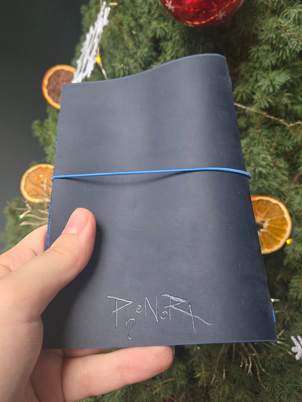 Navy Leather Bi-Fold Notebook Cover