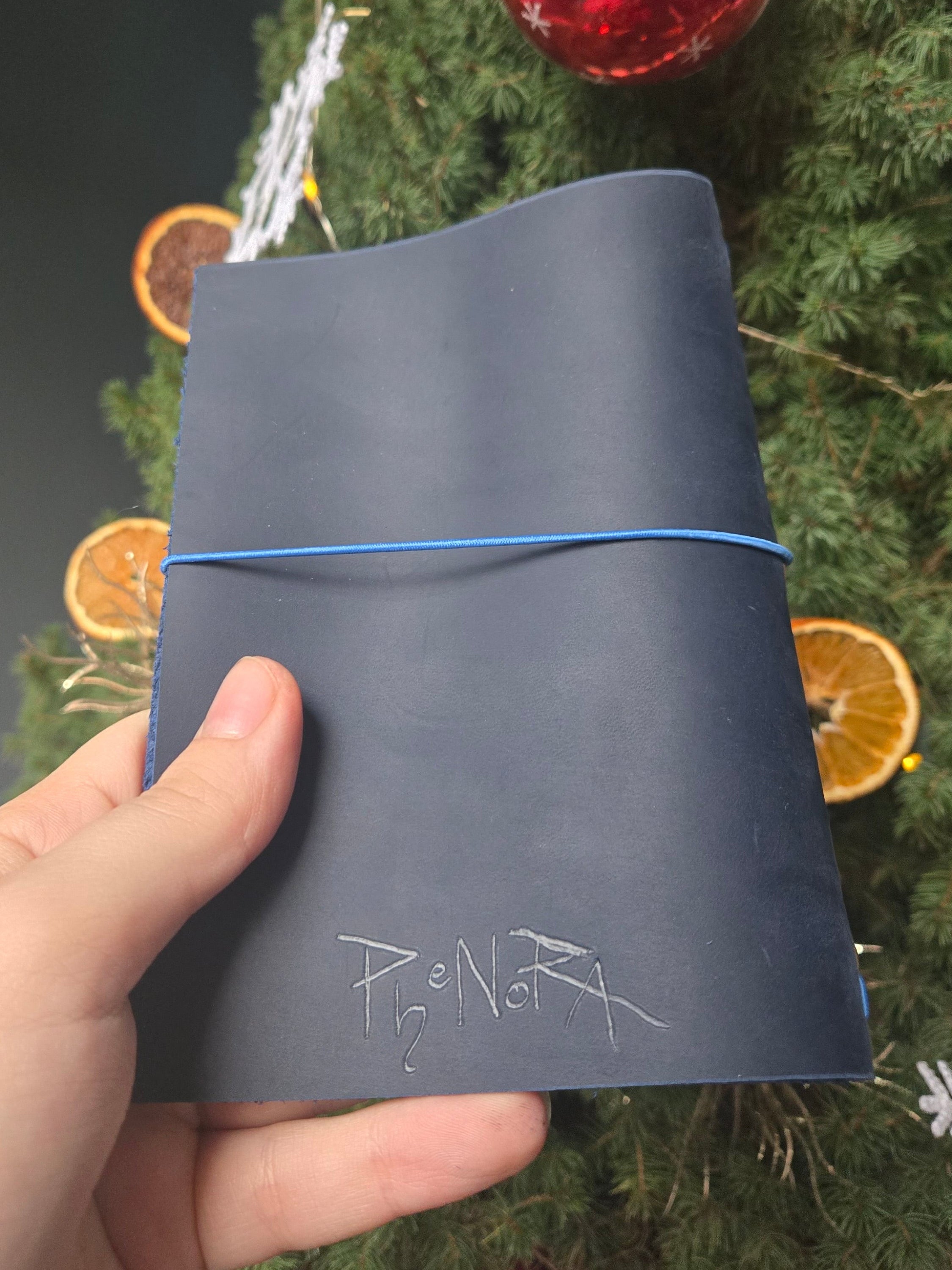 Navy Leather Bi-Fold Notebook Cover