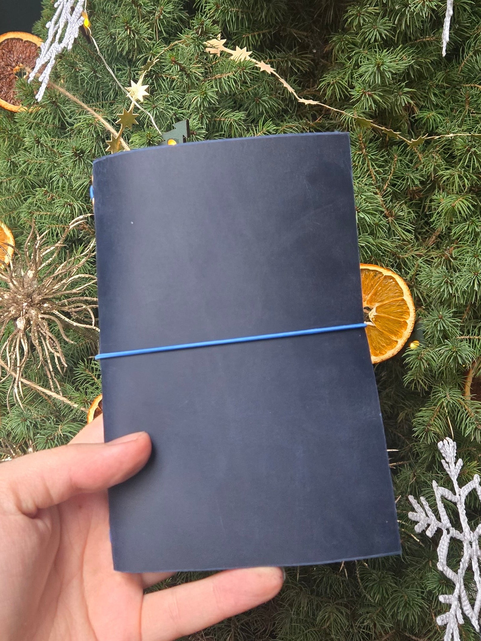 Navy Leather Bi-Fold Notebook Cover